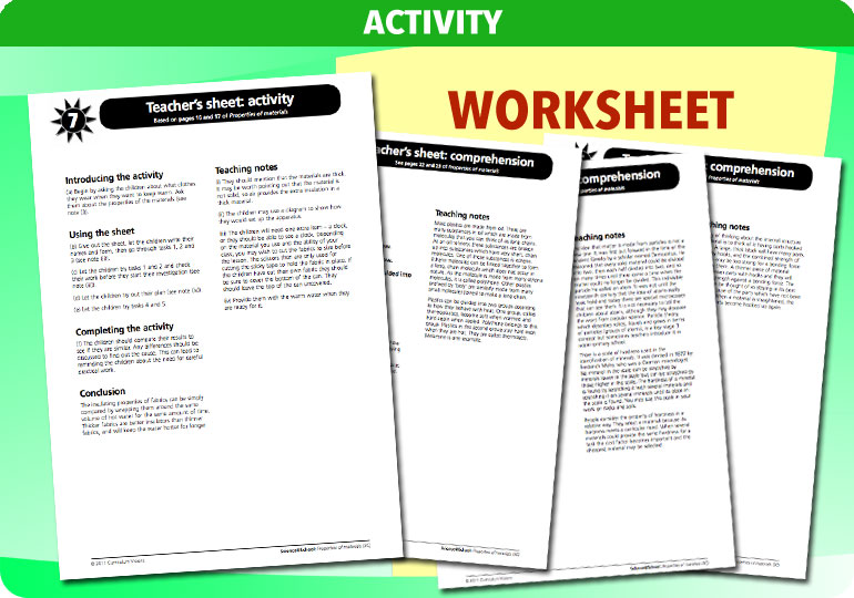 Curriculum Visions teacher properties of materials resource