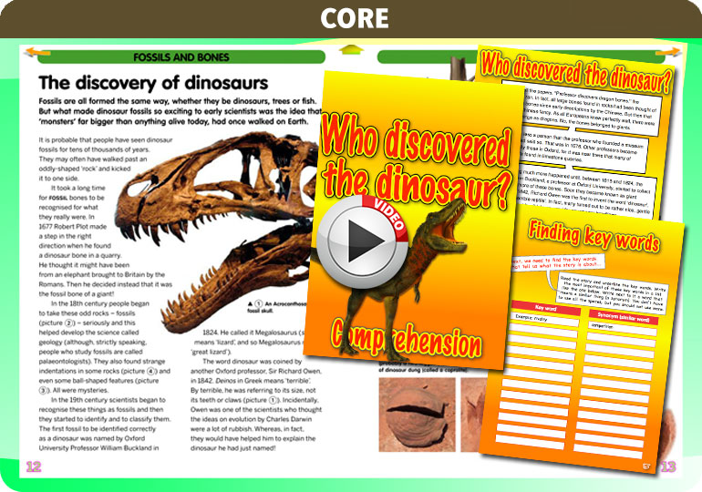 Curriculum Visions teacher dinosaurs, fossils, evolution, science history geography resource